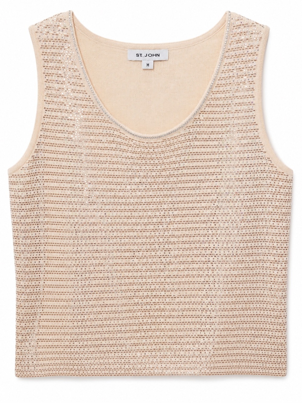 St. John Metallic Knit Tank Top in Light Champagne